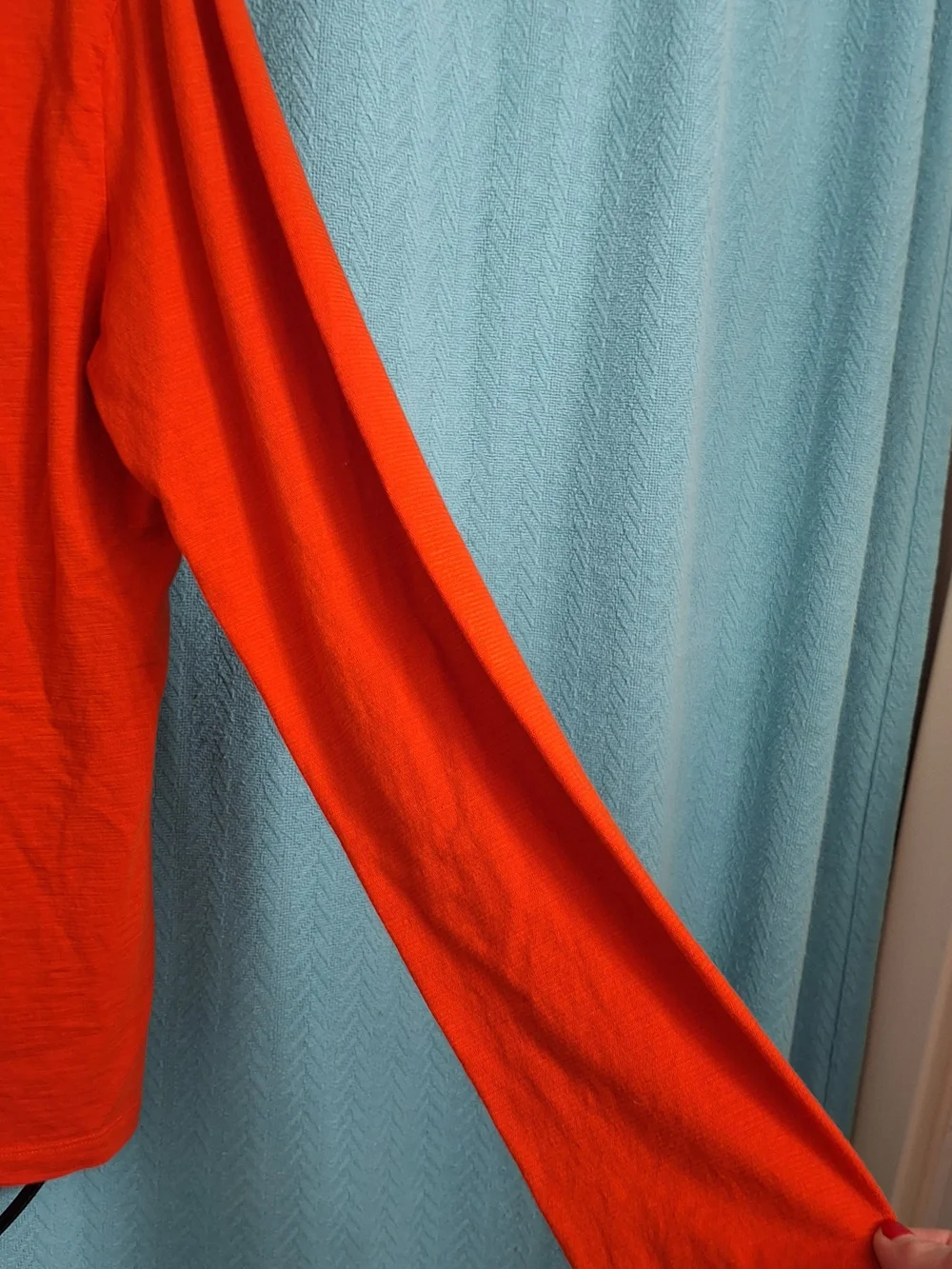 Banana Republic Bright Red Quarter-Zip Pullover with Stripe Band